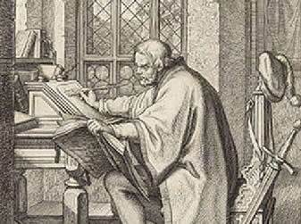Martinho Lutero traduzindo a Bíblia do Latim para o Alemão